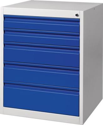Schubladenschrank BK 600 H800xB600xT600mm grau/blau 5 Schubl.Einf 