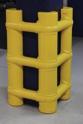 Säulen- u.Pfostenschutz H.1000mm f.Pfostenmaß 200-700mm PE gelb D 